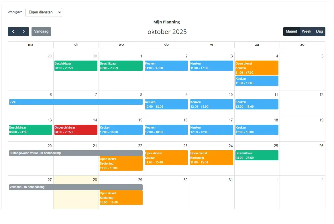 JK Planning personeelsrooster